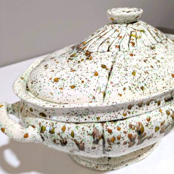 Vintage Splatter Abstract Cookery Crock Serving Turine Dish 1966 - Picture 13 of 15